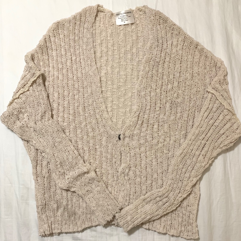 CREAM CROCHET CARDIGAN SWEATER